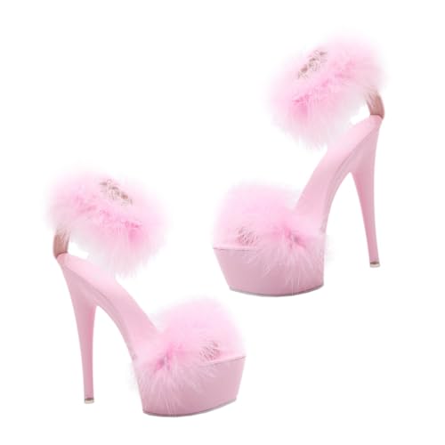 FOMIYES High heeled Sandalen Damen Sommer Schuhe mit Hohem Absatz und Komfortablem Sitz Atmungsaktiv Strapazierfähig Modisch für Frühling und Sommer Rosa von FOMIYES