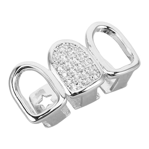 FOMIYES Hip Hop Zahn Grill Caps Silber mit Zirkonia Hohlraum Design Rapper Schmuck für Männer Frauen Bottom Teeth Grills Bequeme Größe Party Cosplay Accessoire von FOMIYES