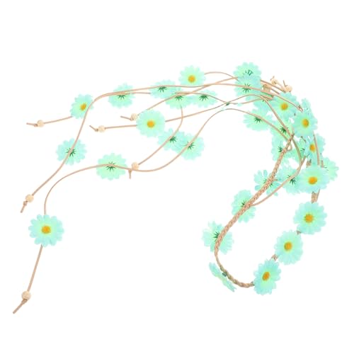 FOMIYES Hippie Blumen Stirnband Verstellbar mit Sonnenblumen Leichtes Boho Haaraccessoire Einzigartiger Blumenkranz für Frauen Geeignet für Festivals Partys und Alltag Hellgrün von FOMIYES
