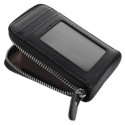 FOMIYES Hochwertiges Echtes Material Kreditkartenetui mit Reißverschluss Kompakter Kartenhalter und Münzfach RFID geschützt Leichtes Portemonnaie für Damen und Herren für Reisen und von FOMIYES