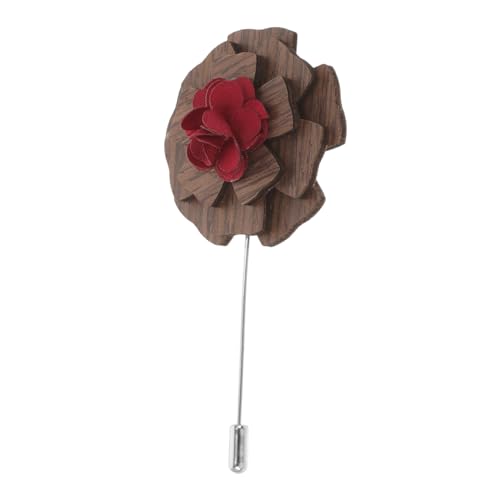 FOMIYES Holzblumen Anstecknadel für Herren und Damen Dekorative Brosche Boutonniere Pin für Anzüge Vintage Amerikanisches Walnussholz Fünf Farben Erhältlich für Hochzeiten und Besondere von FOMIYES