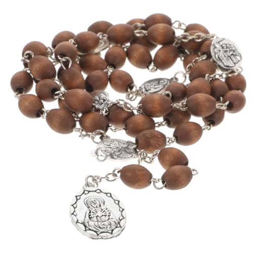 FOMIYES Holzperlen Halskette für Damen und Herren Religiöse Gebetskette aus Massivem Holz Modischer Perlen Schmuck Geschenkidee für Frauen Tägliches Accessoire für Party und Alltag von FOMIYES