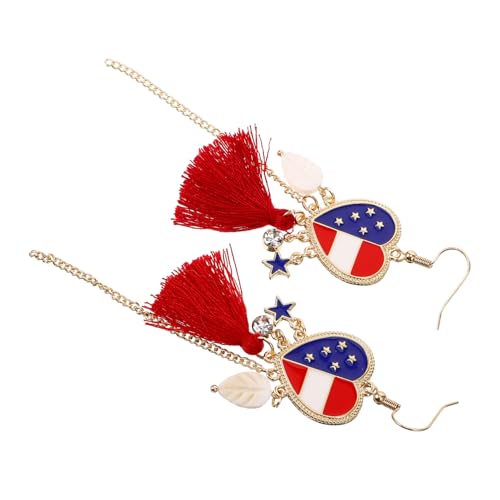 FOMIYES Independence Day Ohrhänger Damen Patriotisch Leicht Of July Party Schmuck Herzform Rot Weiß Blau Flagge von FOMIYES