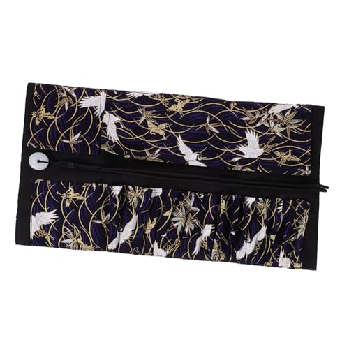 FOMIYES Japanischer Make Up Pinsel Aufbewahrungstasche Roll Up mit Fächern Langlebiger Organizer aus Dickem Tragbarer Kosmetik Pinselhalter für Lippenstift und Schminkutensilien Blau von FOMIYES