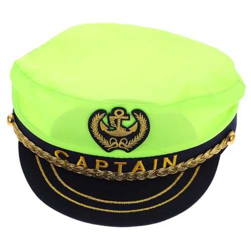 FOMIYES Kapitänsmütze Für Erwachsene Verstellbare Matrosenmütze Aus Polyester Atmungsaktiv Für Cosplay Und Bühnenauftritte 58cm Grün von FOMIYES