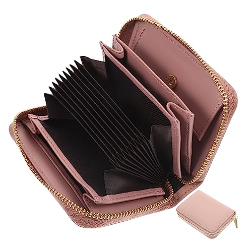 FOMIYES Kartenetui mit Reißverschluss Tragbarer Kartenhalter für Damen und Herren Stilvolles und Kartenetui mit Großem Fassungsvermögen RFID Sicher Rosa von FOMIYES