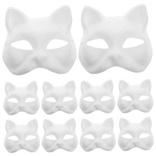 FOMIYES Leere Katzenmasken 10 Stück Tiermasken Maskerade Katzenmaske Halloween von FOMIYES