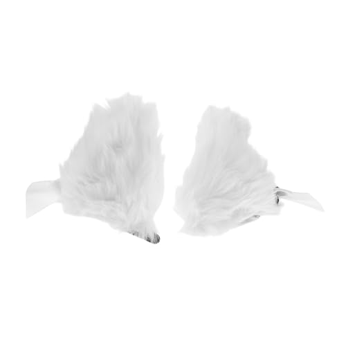 FOMIYES Katzenohr -Kopfschmuck Kätzchen Haarzubehör Kätzchen Haarspange Haarspangen mit Fuchsohren Kopfbedeckung mit Katzenohren Clip für Katzenohren Tierhaarspange Polyester Weiß von FOMIYES