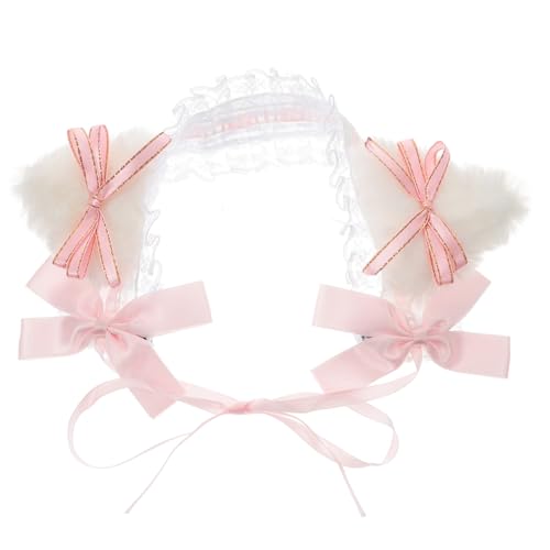 FOMIYES Katzenohren Stirnband Mit Schleife Und Spitze Für Frauen Und Mädchen Cosplay-accessoire Party-kopfschmuck Für Halloween Und Festivals von FOMIYES