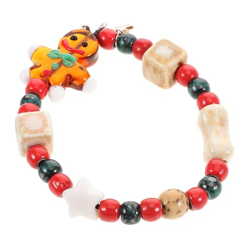 FOMIYES Keramik Weihnachtsarmband Damen Stretch Armband mit Niedlichem Lebkuchenmann Anhänger Festlicher Modeschmuck für Weihnachten und Feiertage für Frauen und Mädchen von FOMIYES