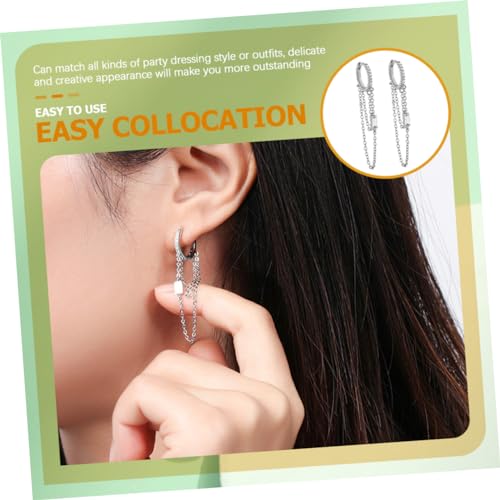 FOMIYES Kette Tassel Ohrringe Damen Stylische Langlebige Ohrhänger mit Eleganter Quasten Design Geeignet für Alltag und Besondere Anlässe Modisches Schmuckaccessoire Silber von FOMIYES