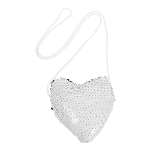 FOMIYES Mini-Handtasche Mit Strass-Herz-Design Sattel-umhängetasche Für Mädchen Pailletten-geldbörse Mit Langem Riemen Junge Mädchen-truhe Aus Polyester Süße von FOMIYES