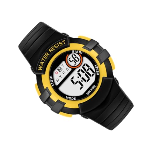 FOMIYES Kinderuhr Digitale Tpu-kinderuhr Nachtleuchtende Armbanduhr Wasserdichte Zeituhr Für Studenten Armbanduhr Für Jungen Und Mädchen Schwarze Schale Gelber Kreis von FOMIYES