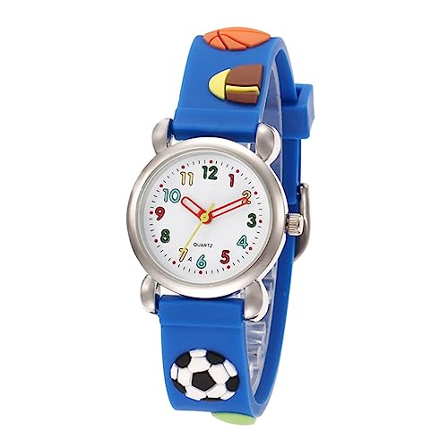 FOMIYES Kinderuhr Fußball Muster Armbanduhr Für Junge Mädchen Mit Edelstahlschnalle Und Bequemes Elastisches Pvc-armband Klare Römische Zahlen von FOMIYES