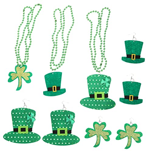 FOMIYES Kleeblatt Ohrhängern und Halskette Kostümzubehör für Patrick's Day Teiliges Set für Damen Schmuck der Ihre Ausstrahlung Unterstreicht Festliche Erhöht von FOMIYES