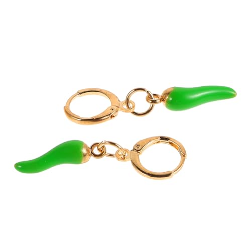 FOMIYES Kleine Creolen Ohrringe mit Grünem Chili Anhänger Italienischer Hornschmuck Verspieltes Design Goldfarben Eleganter Modeschmuck für Frauen Auffällige Statement Ohrringe von FOMIYES
