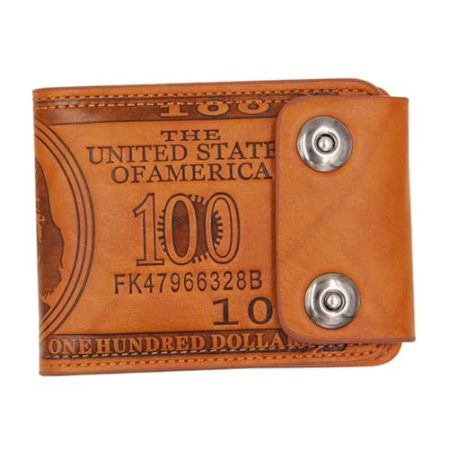 FOMIYES Kleine Herren Bifold Geldbörse aus Multifunktional mit Doppeltem Druckknopf Kompaktes Portemonnaie mit Münzfach Modisch Vintage Praktische Aufteilung für Karten und Bargeld Braun von FOMIYES
