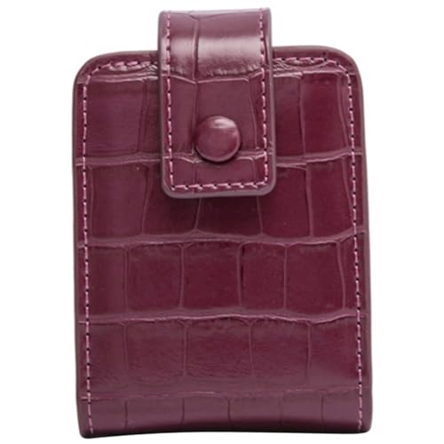 FOMIYES Kleine Kosmetiktasche Damen Lippenstift Etui mit Spiegel Tragbarer Mini Makeup Bag für Handtasche Eleganter Leder Lippenstifthalter mit Knopfverschluss und Kompakter in Weinrot von FOMIYES