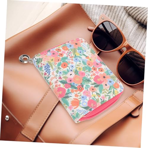 FOMIYES Kleine Münzbörse Damen mit Blumenmuster PU Geldbeutel Leichter Portemonnaie mit Reißverschluss für Kleingeld Schmuck und Schlüssel Kompakt für Tasche und Rucksack von FOMIYES