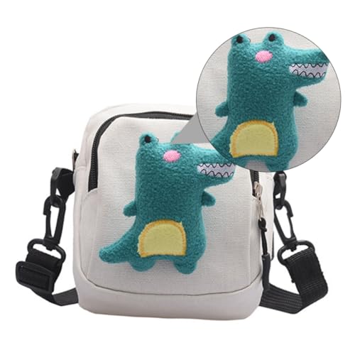 FOMIYES Kleine Umhängetasche Damen Canvas mit Kreativem Dinosaurier Design Modische Schultertasche für Alltag Party und Shopping Leicht und Praktisch Weiß von FOMIYES
