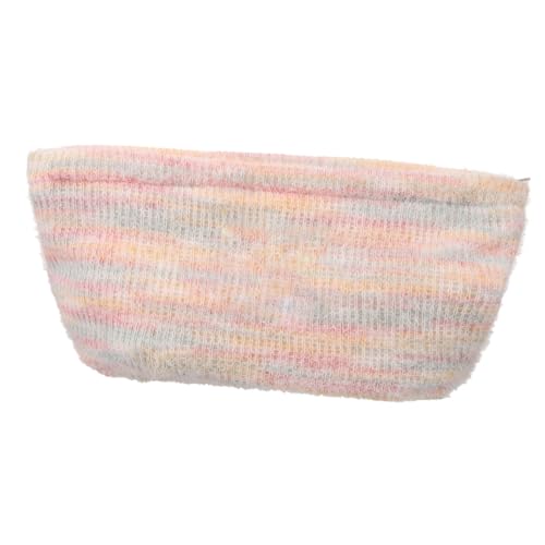FOMIYES Kleine Weiche Kosmetiktasche für Damen Gestricktes Plüsch Make Up Etui mit Reißverschluss Multifunktional für Make Up Schmuck und Kleine Accessoires Tragbar und Modisch Hellrosa von FOMIYES