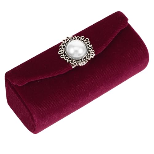 FOMIYES Kleiner Lippenstift Organizer mit Spiegel Samt Lippenstiftetui für Reise und Handtasche Tragbare Kosmetiktasche für Lippenstift Lipgloss Lipbalm und Essential Oil Roller Weinrot von FOMIYES