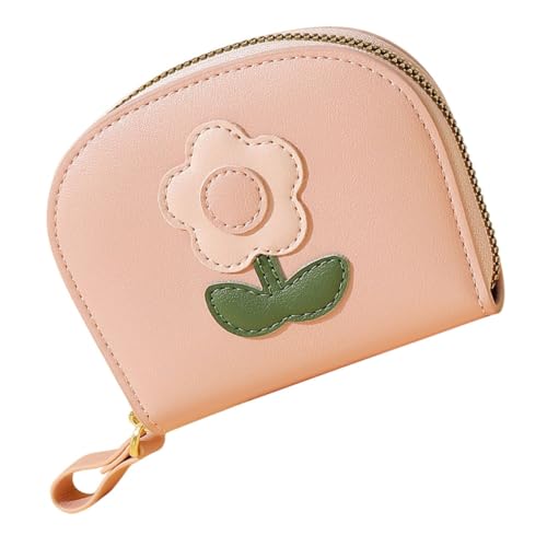 FOMIYES Kleines Portemonnaie Damen mit Reißverschluss Mehrfach Kartenhalter PU für Kreditkarten Visitenkarten Süßes Kartenetui in Rosa für Handtasche von FOMIYES
