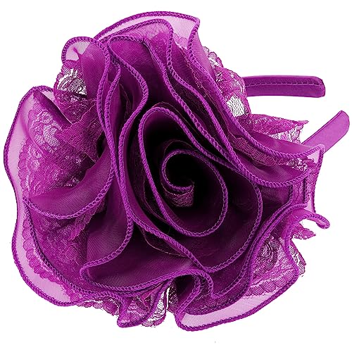 FOMIYES Kopfbedeckung Für Die Teeparty Accessoires Aus Den 1920er Jahren Blumen-fascinator-stirnband Schleier-mesh-stirnband Blumenstirnband Große Metall Fräulein Cheongsam Violett von FOMIYES