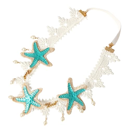 FOMIYES Seestern-spitzen-stirnband Strand-stirnband Meerjungfrau-kopfschmuck Haarschmuck Für Damen Und Mädchen Mit Perlen Und Spitze Für Hochzeiten Und Partys von FOMIYES