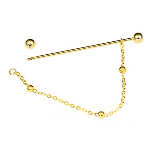 FOMIYES Kragennadel Mit Kette Runde Kugeln Zum Schrauben Kragenstange Für Hemd Krawatte Deko Goldfarben Langlebig Sicher Anwendung von FOMIYES