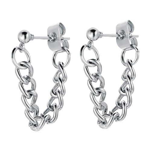 FOMIYES Kreative Ketten Ohrstecker aus Hochwertiger Metalllegierung Leichte Hautfreundliche Ohrpiercing Ohrringe für Damen Modisches Design Angenehm zu Tragen für Freundinnen von FOMIYES