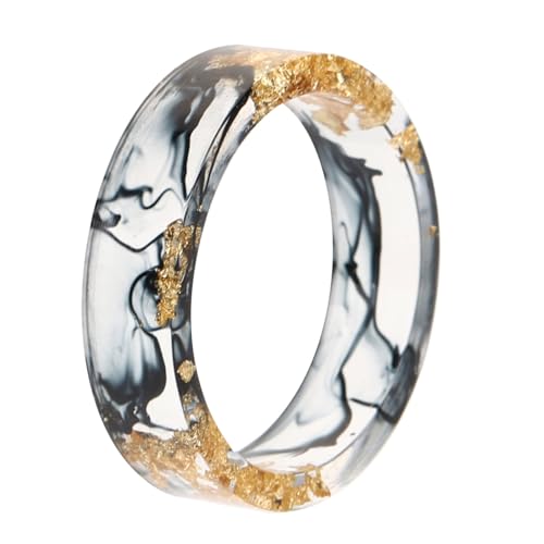 FOMIYES Kreativer Resinring mit Goldfolie Chunky Aesthetic Ring für Damen Transparentes Design für Alltag und Besondere Anlässe von FOMIYES