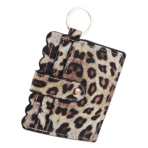 FOMIYES Kartenetui mit Leopardenmuster für Damen Kleines Kreditkartenetui PU Kompakte Geldbörse mit Knopfverschluss für Karten und Bargeld Minimalistisches Design von FOMIYES