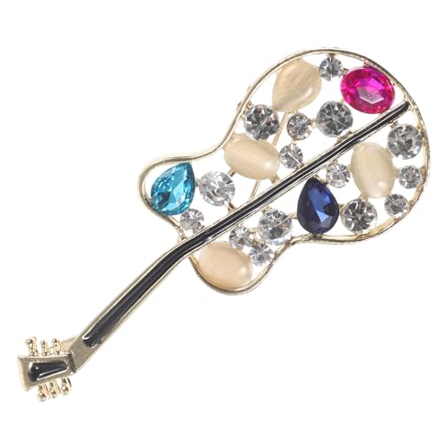 FOMIYES Kristallbesetzte Gitarrenbrosche mit Perlen Eleganter Anstecker für Damen Handgefertigter Musikinstrument Schmuck Modisches Accessoire für Kleidung und Party von FOMIYES