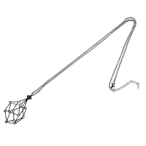 FOMIYES Kristallhalter Halskette Metallkäfig Anhänger Verstellbar Schmuckanhänger DIY Kristallständer für Frauen und Herren Schwarzes Netz Einzigartiger Edelsteinhalter von FOMIYES