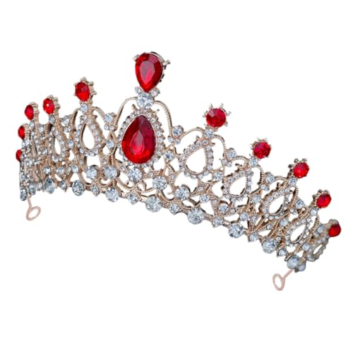 FOMIYES Kristallkronen-Tiara Diademe für Mädchen Mädchenkrone -Tiara Dekorationen Prinzessin Funkeln Haarschmuck Frauen Tiara kleine Krone Haardekoration Strass rot von FOMIYES