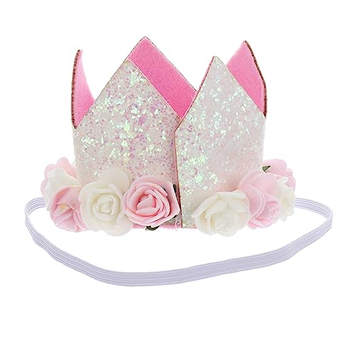 FOMIYES Baby Krone Blumen-tiara-geburtstagshut Tiara-kopfschmuck Zum 1. Geburtstag Baby- Hut Zum Ersten Geburtstag Der Kinder Baby Haarband Baby Glitzer Kleine Vlies Zubehör Haustier von FOMIYES