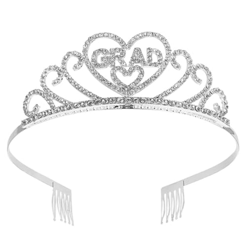 FOMIYES Krone Stirnband süß Mädchen Abschlusskappendekoration Prinzessinkronen Abschluss tiara Kronenschmuck Prom Haarzubehör Diademe für Abschlussball Grad Krone Legierung Silber von FOMIYES