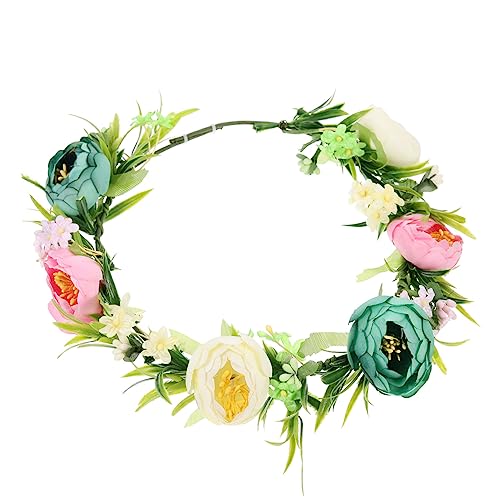 FOMIYES Künstlicher Rosenkranz Kopfbedeckung Mit Blumengirlande Grünes Blatt Stirnband Damen Stirnbänder Stirnband Mit Blumenkranz Festkranz Rosengirlande Haar Reisefotografie Plastik Baby von FOMIYES