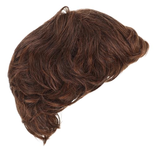 FOMIYES Kurze Braune Herrenperücke Realistische Pflegeleicht Natürlicher Look Geeignet für Beruf Partys und Alltag Authentisches Design Stabiler Farbstoff Modisch und Komfortabel von FOMIYES