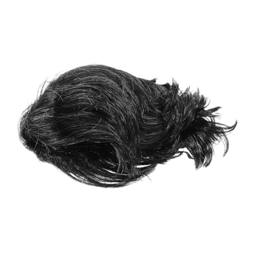 FOMIYES Kurze Lockenperücke für Herren Synthetische Disco Woche Stilvolle Cosplay Haar für Partys Vielseitig für Auftritte Schwarze Weiße Mischfäden Perfektes Party Zubehör von FOMIYES