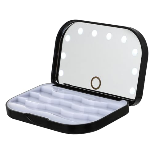 FOMIYES LED Wimpernbox mit Beleuchtung Falsche Wimpern Organizer mit Spiegel Kompakte Wimpernaufbewahrung Tragbare Lash Storage Box Reiseetui für Wimpernverlängerungen von FOMIYES