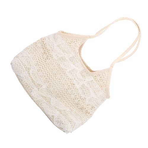 FOMIYES Lässige Damen Umhängetasche mit Großer Kapazität Gehäkelte Netz lace Schultertasche aus PU Vielseitige Handtasche für Strand Alltag Urlaub und Picknick von FOMIYES