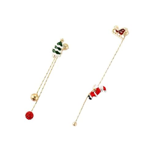 FOMIYES Lange Weihnachts Ohrringe mit Santa Anhänger Asymmetrische Quasten Ohrringe Modischer Ohrschmuck für Damen Festliche Party Accessoires für Weihnachts und Neujahrsfeiern von FOMIYES
