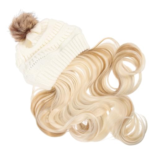 FOMIYES Beanie Mütze Perückenmütze - Haarperückenmütze Haarverlängerungen Perücke Für Frauen Strickmütze von FOMIYES