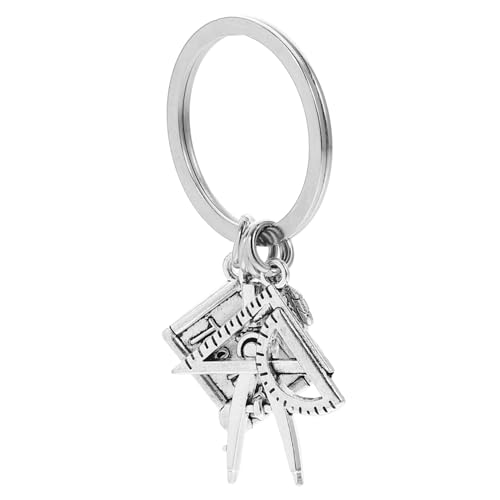 FOMIYES Lehrer Schlüsselanhänger Metall mit Kompass und Dreieck Lineal Anhänger Langlebiges Alloy Material Kompakt und Tragbar für Lehrer Rucksack und Taschenanhänger von FOMIYES