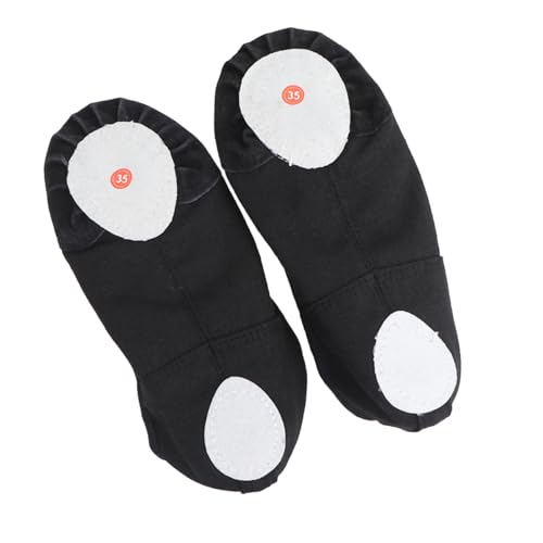 FOMIYES Leichte Ballettschuhe aus Canvas mit Rutschfester Sohle und Elastischem Band Vielseitige Tanzschläppchen für Erwachsene Geeignet für Yoga Ballett und Moderne Tänze Schwarz von FOMIYES