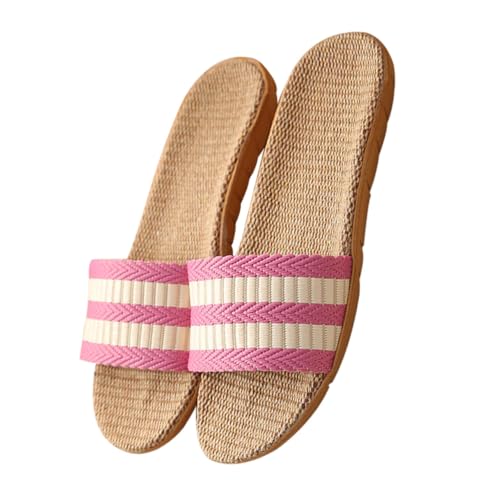 FOMIYES Leichte Baumwoll Leinen Hausschuhe für Damen und Herren Rutschfest Atmungsaktiv Langlebig Bequeme Indoor Pantoletten für Frühling Sommer und Herbst Slipper von FOMIYES