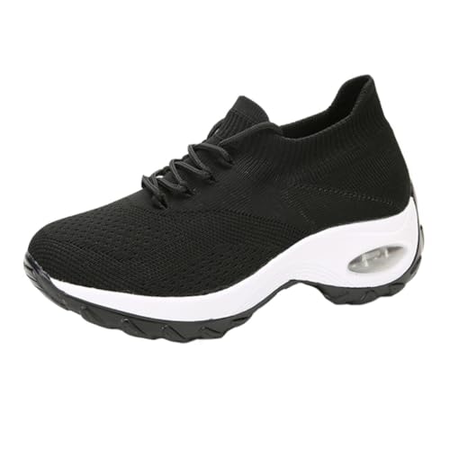FOMIYES Leichte Damen Sportschuhe mit Atmungsaktivem Mesh rutschfeste Rutsch Sohle Dämpfende Polsterung Sneakers Flexible Schnürer für Alltag und Sport Modische Bequeme Freizeitschuhe von FOMIYES