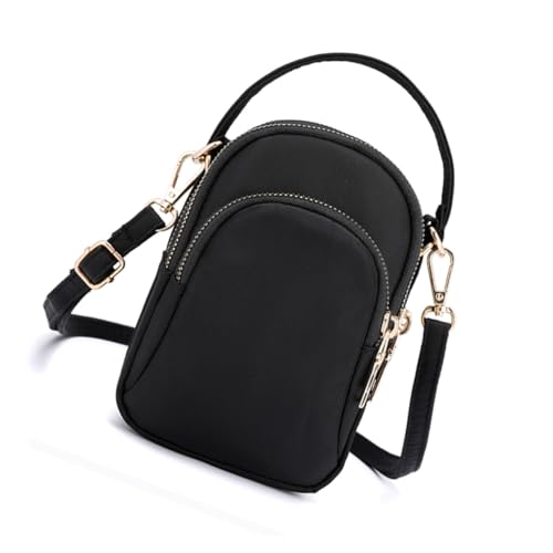 FOMIYES Leichte Damen Umhängetasche aus Wasserabweisendem Nylon Kleine Schultertasche mit Reißverschluss Robuste Crossbody Bag für Reisen Alltag und Shopping in Schwarz von FOMIYES